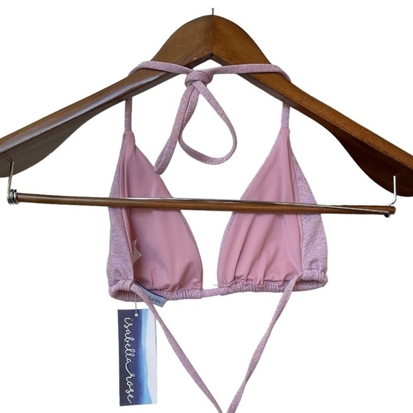 SOLD❗️Pink Bikini Isabella Rose Quartz Metallic Halter Marseille Triangle Top - Picture 3 of 9